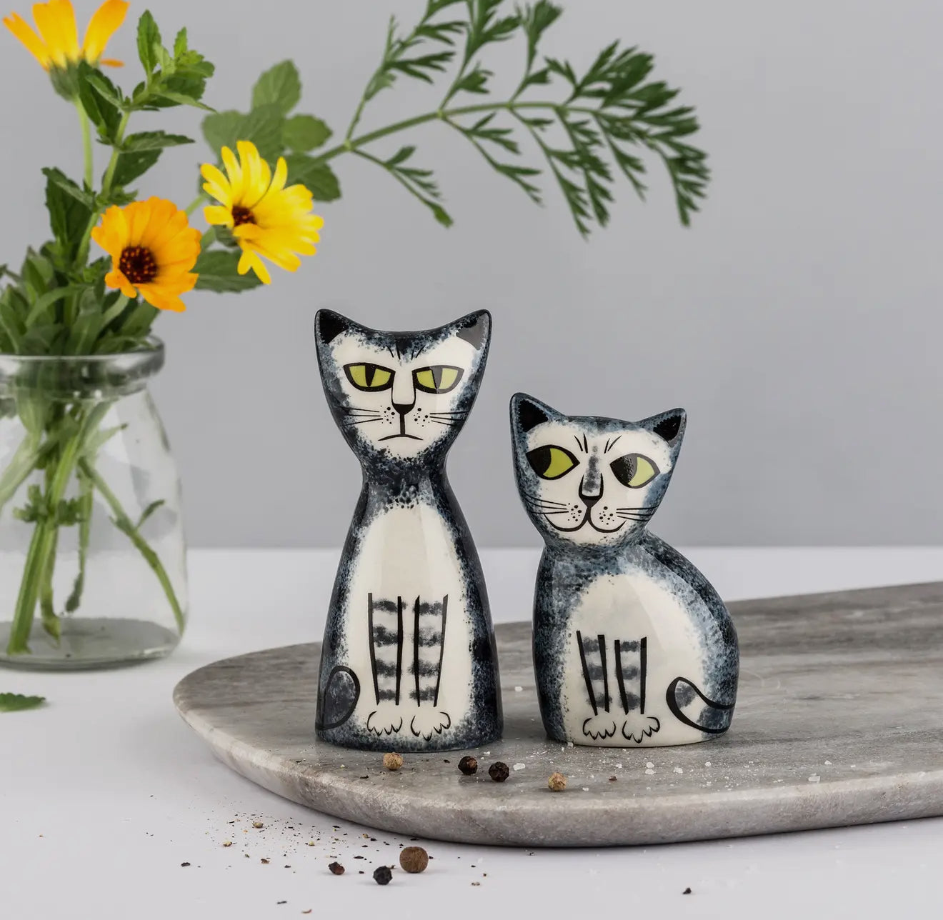 Tabby Cat Salt and Pepper Shakers by Hannah Turner