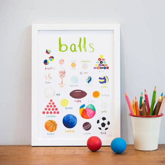 Framed Balls  Art Print - A4