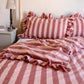 Cotton Duvet Cover in Pink & Red Stripe Double by TBCo