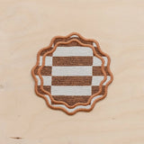 Cotton Coasters Set of 2 in Camel Checkerboard