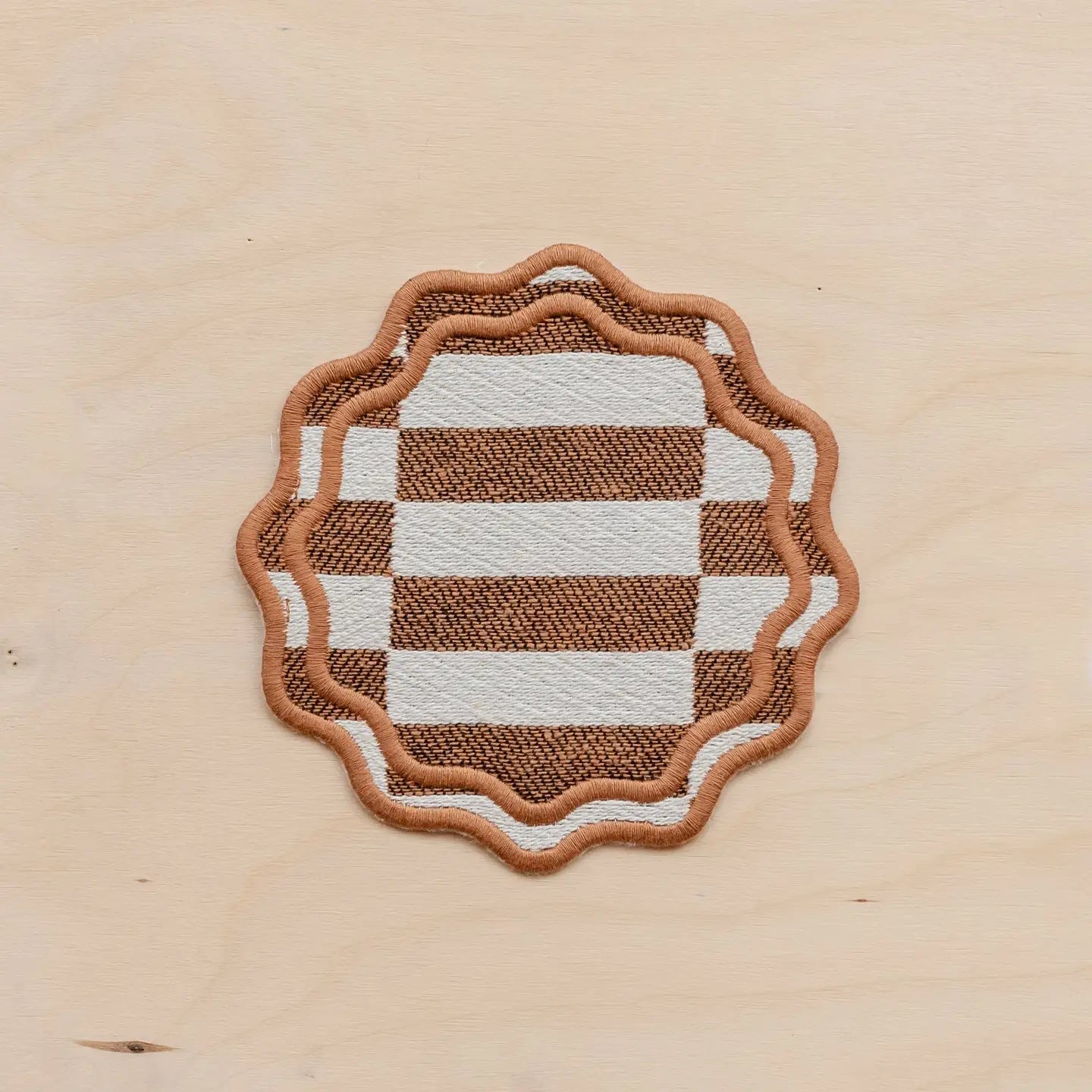 Cotton Coasters Set of 2 in Camel Checkerboard