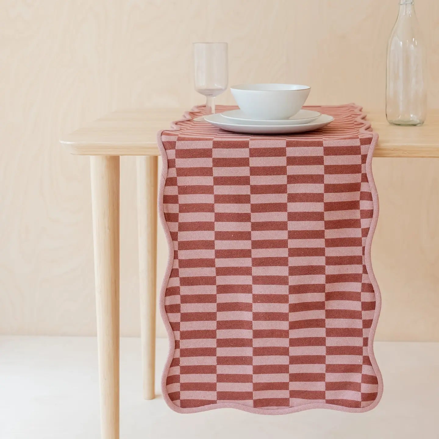 Cotton Runner in Rose Checkerboard