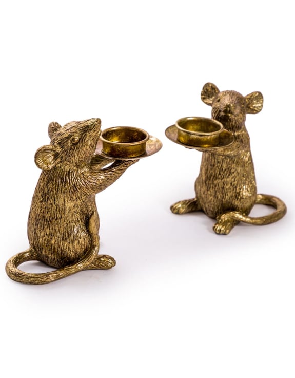 Gold Mouse Candleholder