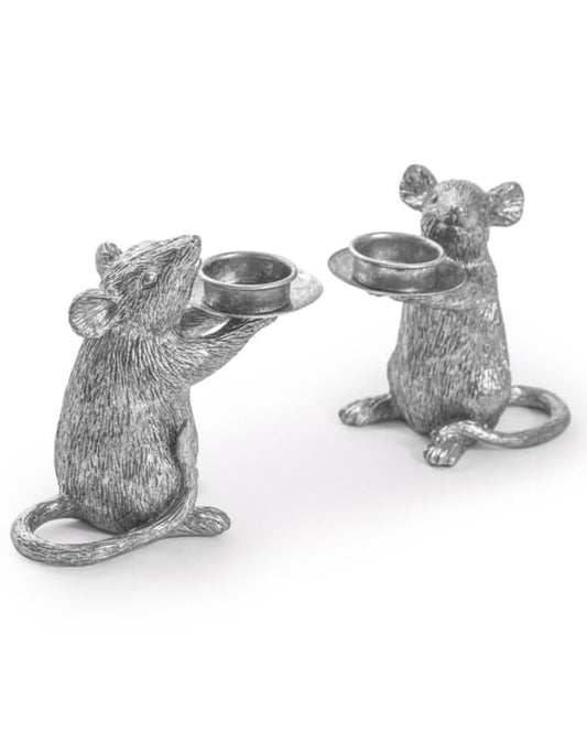 Silver Mouse Candleholders