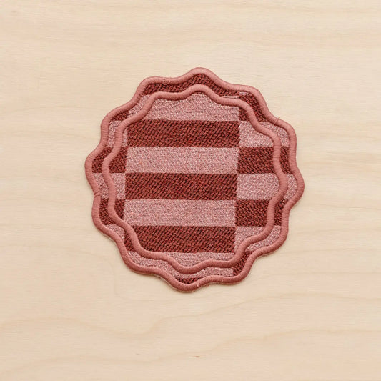 Cotton Coaster Set of 2 in Rose Checkerboard