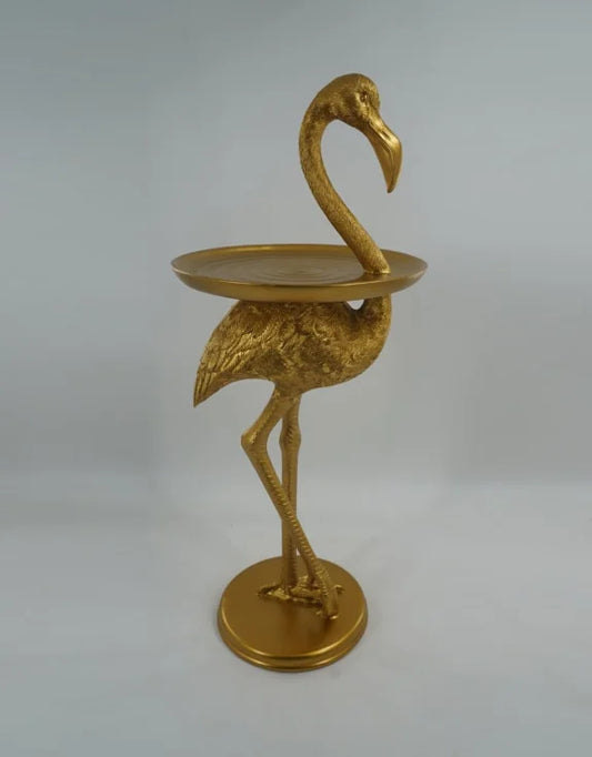 ANTIQUE GOLD FLAMINGO SIDE TABLE