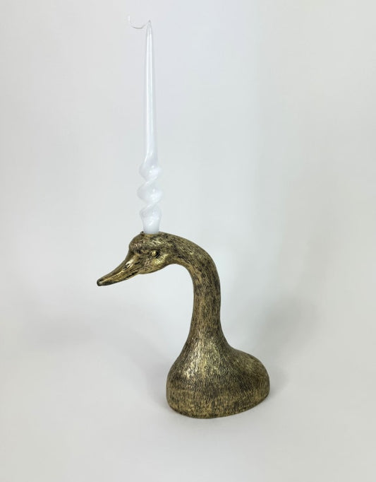 Antique Gold Duck Head Candle Holder