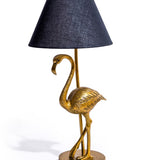 Antique Gold Flamingo Lamp with Black Shade Battery or USB plug in