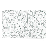 Monstera White Stone Bath Mat Green