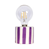 Purple Stripe Led Decoration with Batteries D8.8 H17.5cm