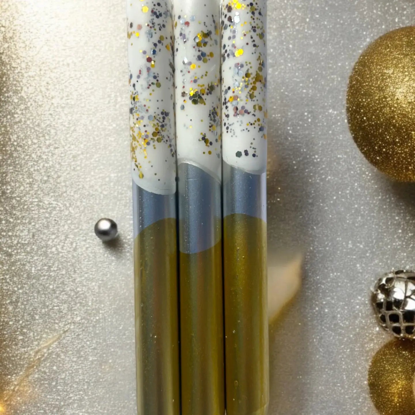 Christmas Gilded Gold  Dip Dye Dinner Candle