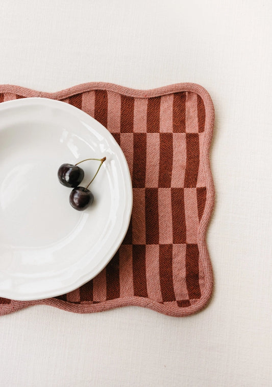 Cotton Placemats Set of 2 in Rose & Pink Checkerboard