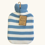 Cornflower & White Stripes Hot Water Bottle