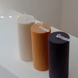 Ribbed Soy Pillar Candle- Blue