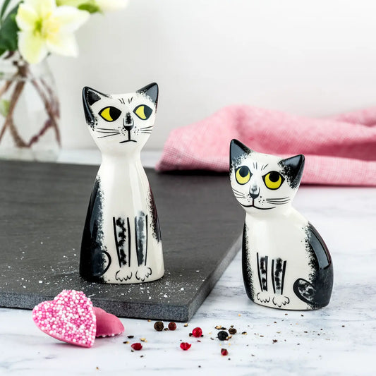 Black & White Cat Salt and Pepper Shakers by Hannah Turner