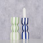 Candle Holder Blue Stripe 14.5cm