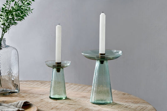 Avyn Recycled Glass Candle Holder - Sage Green - Large