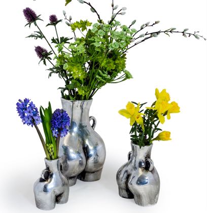 Love Handle Vase - Silver- Small