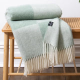 Checkerboard Green Pure Wool Blanket