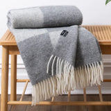 Checkerboard Grey Wool Blanket