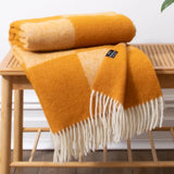 Checkerboard Orange Wool Blanket