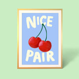 Cherry Nice Pair Print in White Frame  Eleanor Bowmer A3