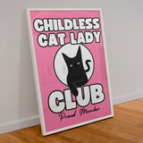 Childless Cat Lady Club Print A4 in White Frame