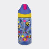 Children's Water Bottle with Straw - Bee Happy