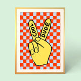 Cool Dude Checkerboard Print in BLACK Frame Eleanor Bowmer A4
