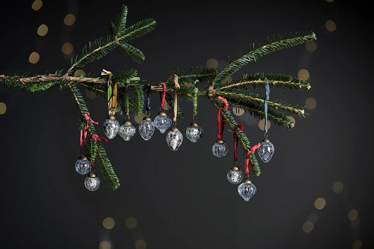 Dew Drop Baubles - Silver & Clear - (Set of 12) Nkuku