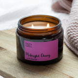 Midnight Cherry Hand Poured Natural-Wax Candle 90 hour burn