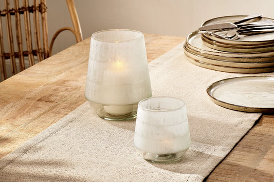 Dera Etched Glass Tealight Holder - Clear - Small