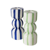 Candle Holder Blue Stripe 14.5cm
