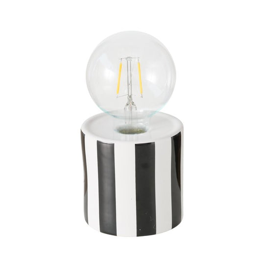 Black and White Table Lamp Battery Operated 18cm