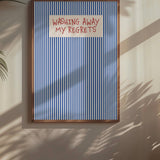 Washing Away My Regrets Bathroom Print A4 in White Frame
