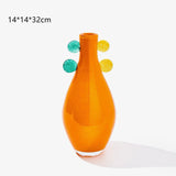 Vintage Artistic Double Handle Gradient Glass Vase Orange  32cm