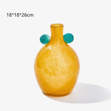 Vintage Artistic Double Handle Gradient Glass Vase Yellow 26cm