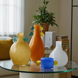 Vintage Artistic Double Handle Gradient Glass Vase Orange  32cm