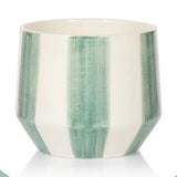 Green & White Stripy Ceramic Indoor Plant Pot