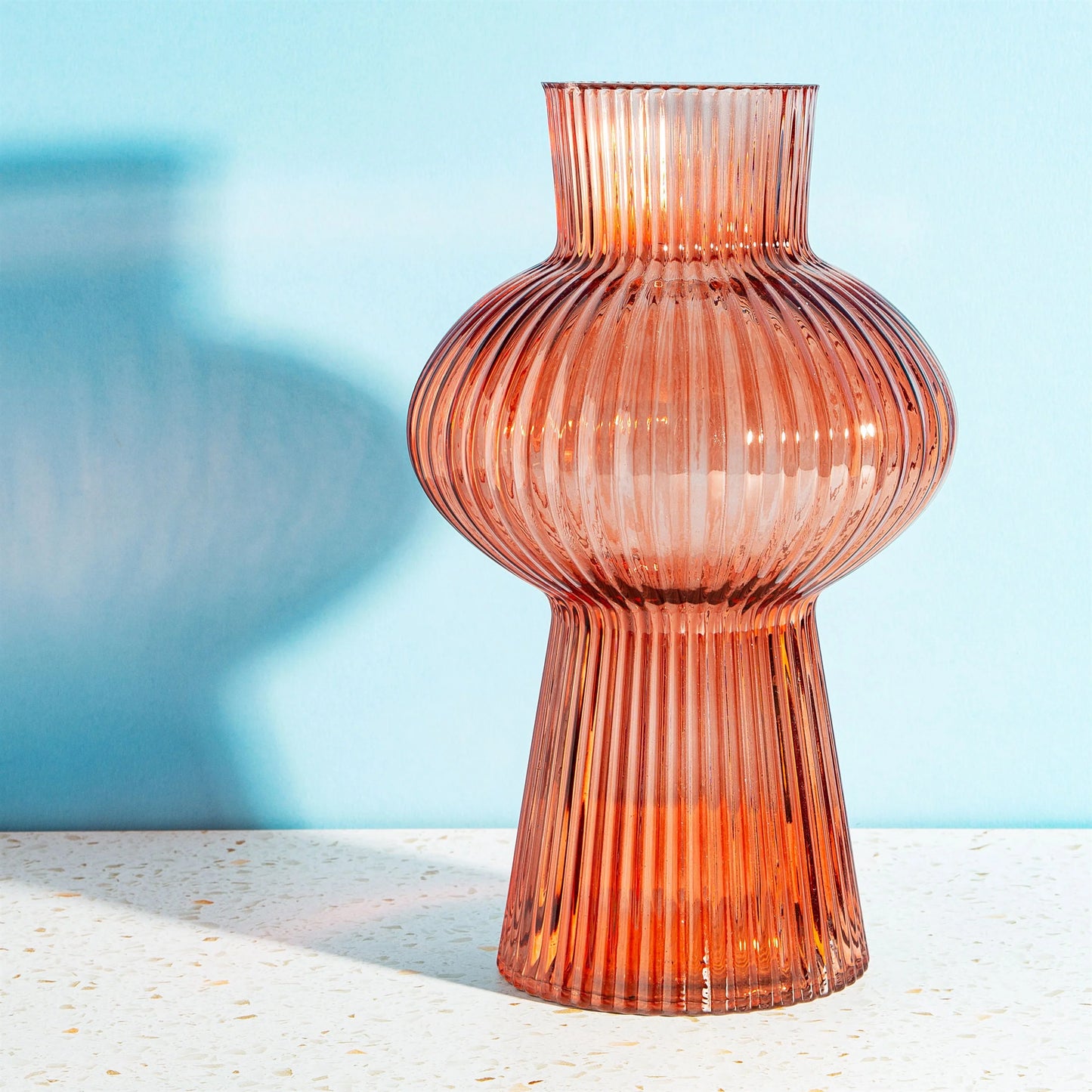 Hattie Fluted Vase - Amber
