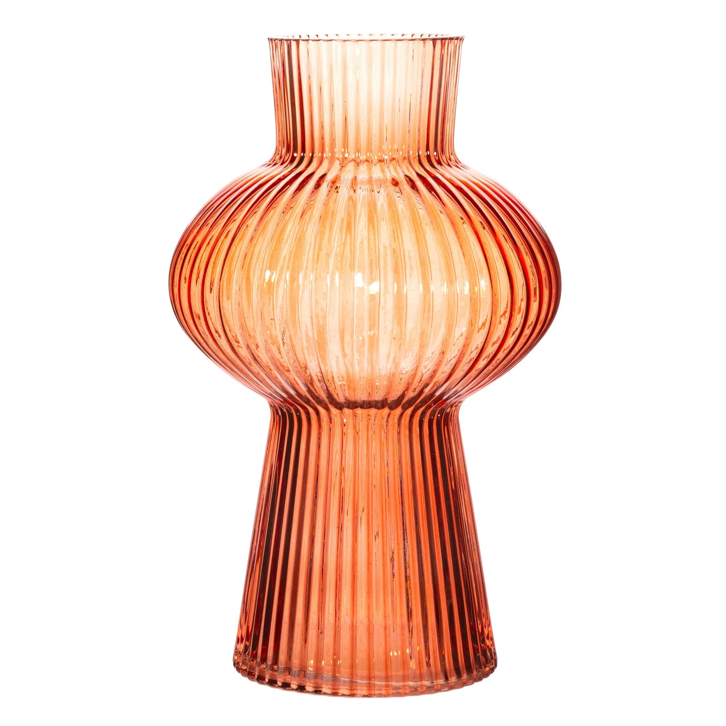 Hattie Fluted Vase - Amber
