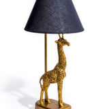 Antique Gold Giraffe Lamp with Black Shade Battery or USB plug in
