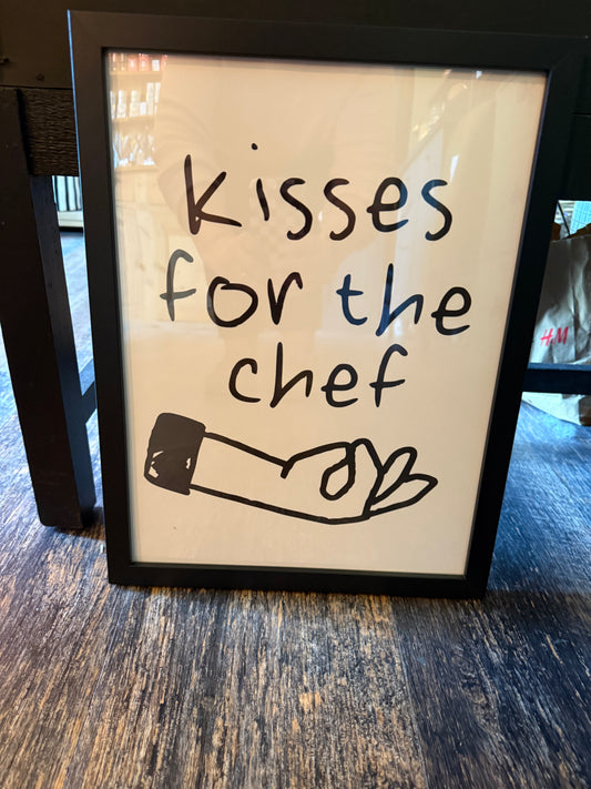 Kisses For the Chef | Black and Cream | Art Print