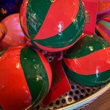 Stripe Papier-Mâché Bauble 7cm, Green & Red