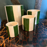 Extra Small Ceramic Green Stripe Plant Pot / Various Sizes available