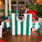 Green/White & Pink Ceramic Jigsaw Piece Vase
