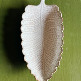 Mica Decorative Ceramic Leaf Bowl in White 25cm