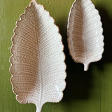 Mica Decorative Ceramic Leaf Bowl in White 25cm