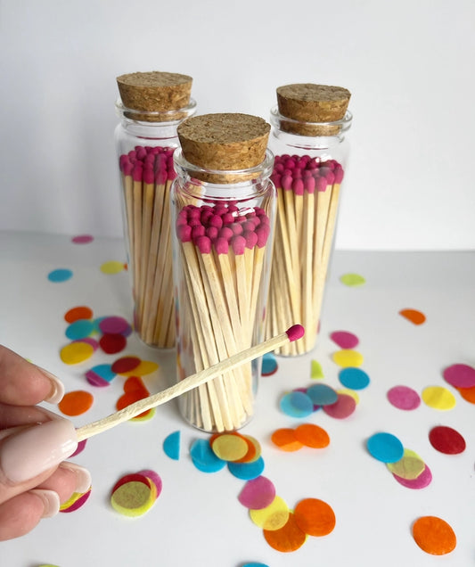 Jar of Long Hot Pink Matches