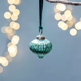 Shiny Green Ribbed Onion Bauble